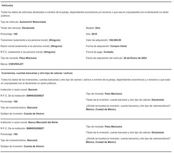 En su declaración patrimonial de