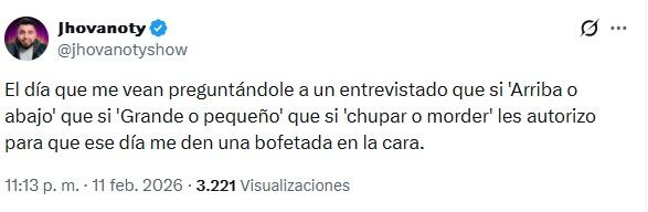 La indirecta de Jhovanoty que puso en el ojo público a Eva Rey y reabrió la discusión sobre el periodismo de entretenimiento - crédito @jhovanotyshow/X