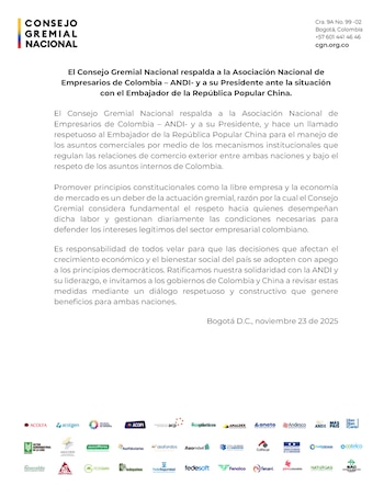 El Consejo Gremial Nacional expresó