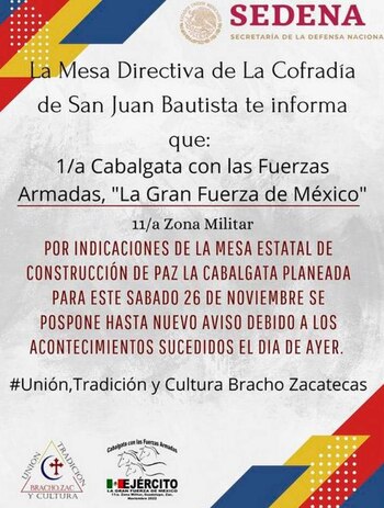 Sedena pospuso la cbalgata de