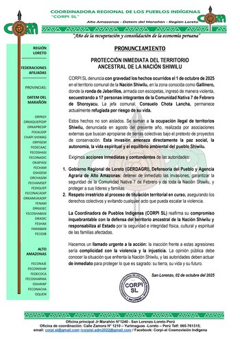 Organización indígena alerta que 17