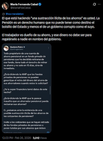 María Fernanda Cabal rechazó uso