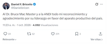 Daniel Briceño habló sobre la renuncia de Bruce Mac Master a la presidencia de la Andi