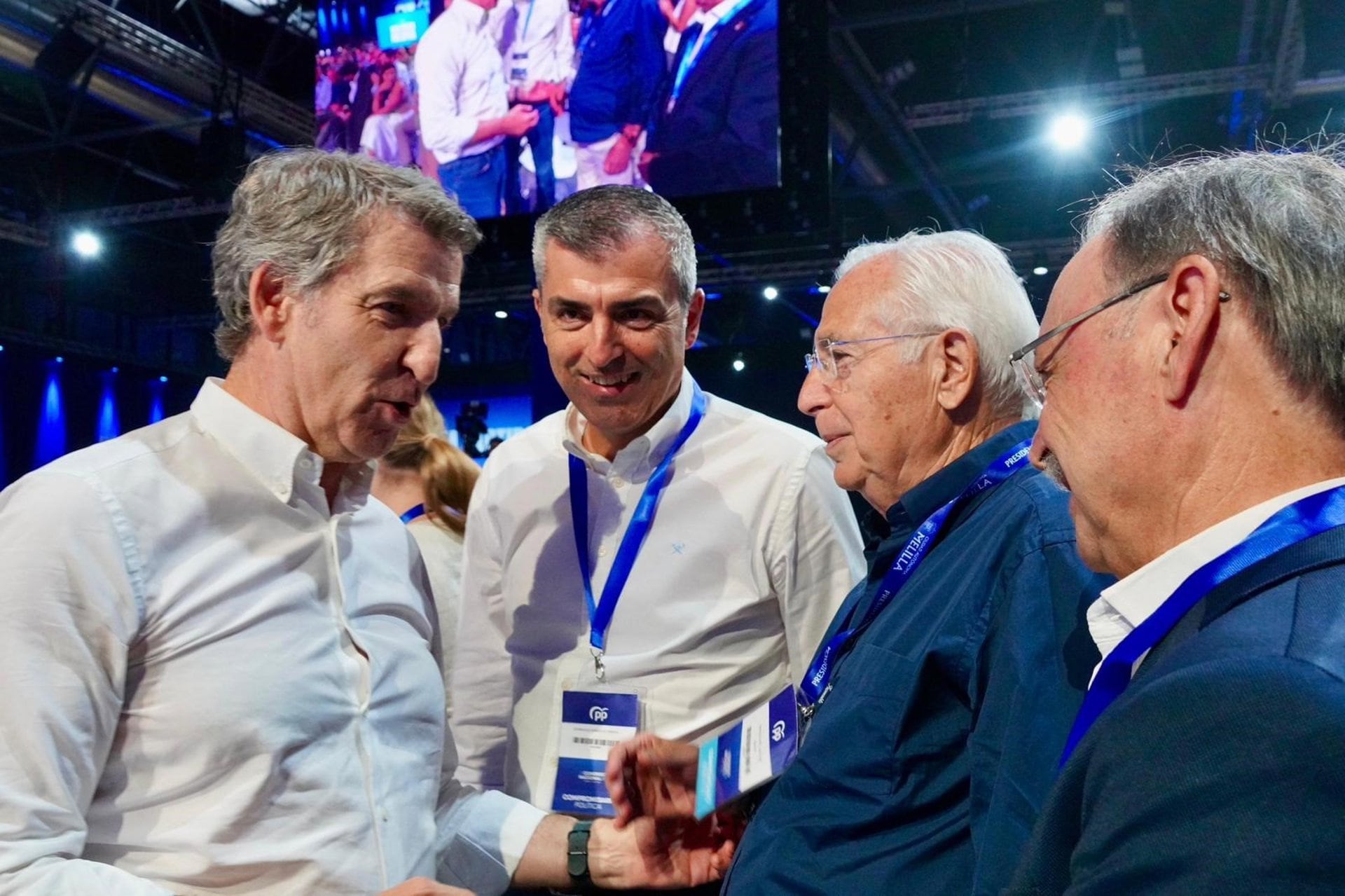 18/07/2025 El presidente de la Ciudad Autónoma de Melilla, Juan José Imbroda, y de Ceuta, Juan Jesús Vivas, junto al líder del PP, Alberto Núñez Feijóo, en el último congreso nacional del PP.POLITICA PP MELILLA