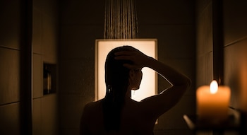 La ducha con luz tenue