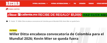 Récord de México sobre la convocatoria de la selección Colombia para la Copa Mundial de la FIFA 2026 - crédito Récord de México
