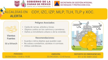 Activan alerta amarilla en CDMX por fuertes vientos, ¿en qué alcaldías aplica?