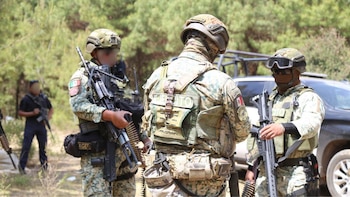 Elementos del Ejército Mexicano presentes en el operativo. Crédito: SSP Michoacán