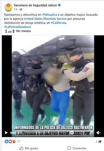 Los dos ciudadanos estadounidenses quedaron a disposición de las autoridades migratorias como parte del proceso para su traslado a Estados Unidos. (Facebook Secretaría de Seguridad de Jalisco)