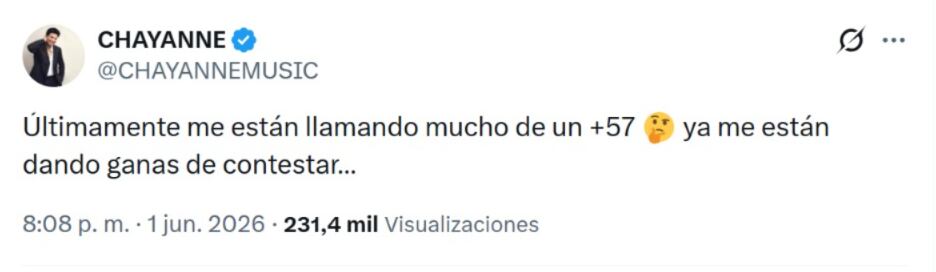 El cantante Chayanne insinuó en sus redes sociales que ha recibido muchas llamadas desde Colombia, lo que despertó entusiasmo entre sus seguidores por un posible anuncio relacionado con el país - crédito @CHAYANNEMUSIC/ X