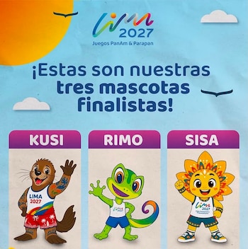 Kusi, Rimo y Sisa, finalistas para mascota oficial de los Juegos Panamericanos 2027. - Crédito: Lima 2027