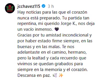 Julio César Chávez despidió a Jorge Kahwagi refiriéndose a él como un hermano y destacando una amistad incondicional de más de dos décadas. (Instagram/ @jcchavez115)