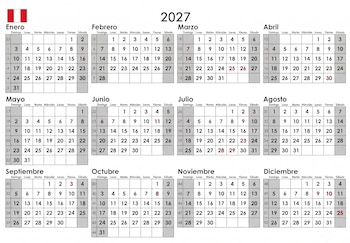 Nuevo calendario de feriados para el 2027.