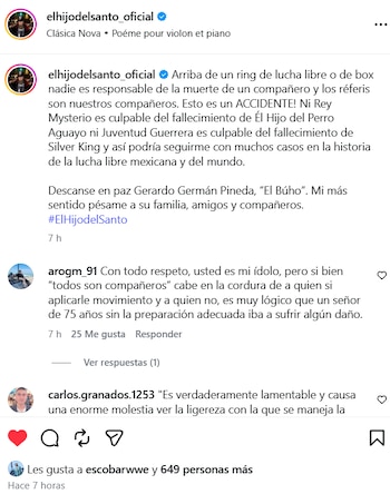 El hijo de la máxima leyenda del pancracio nacional defendió al Hijo de Fishman en sus redes sociales.