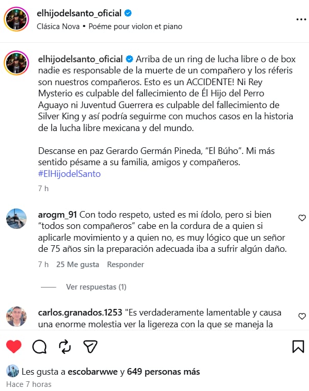 El hijo de la máxima leyenda del pancracio nacional defendió al Hijo de Fishman en sus redes sociales.