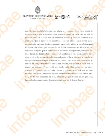Página de un documento oficial con el logo del Poder Judicial de la Provincia de Buenos Aires y varios párrafos de texto