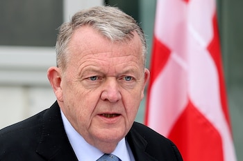 El ministro de Asuntos Exteriores de Dinamarca, Lars Løkke Rasmussen, habla durante una rueda de prensa. EFE/Octavio Guzmán