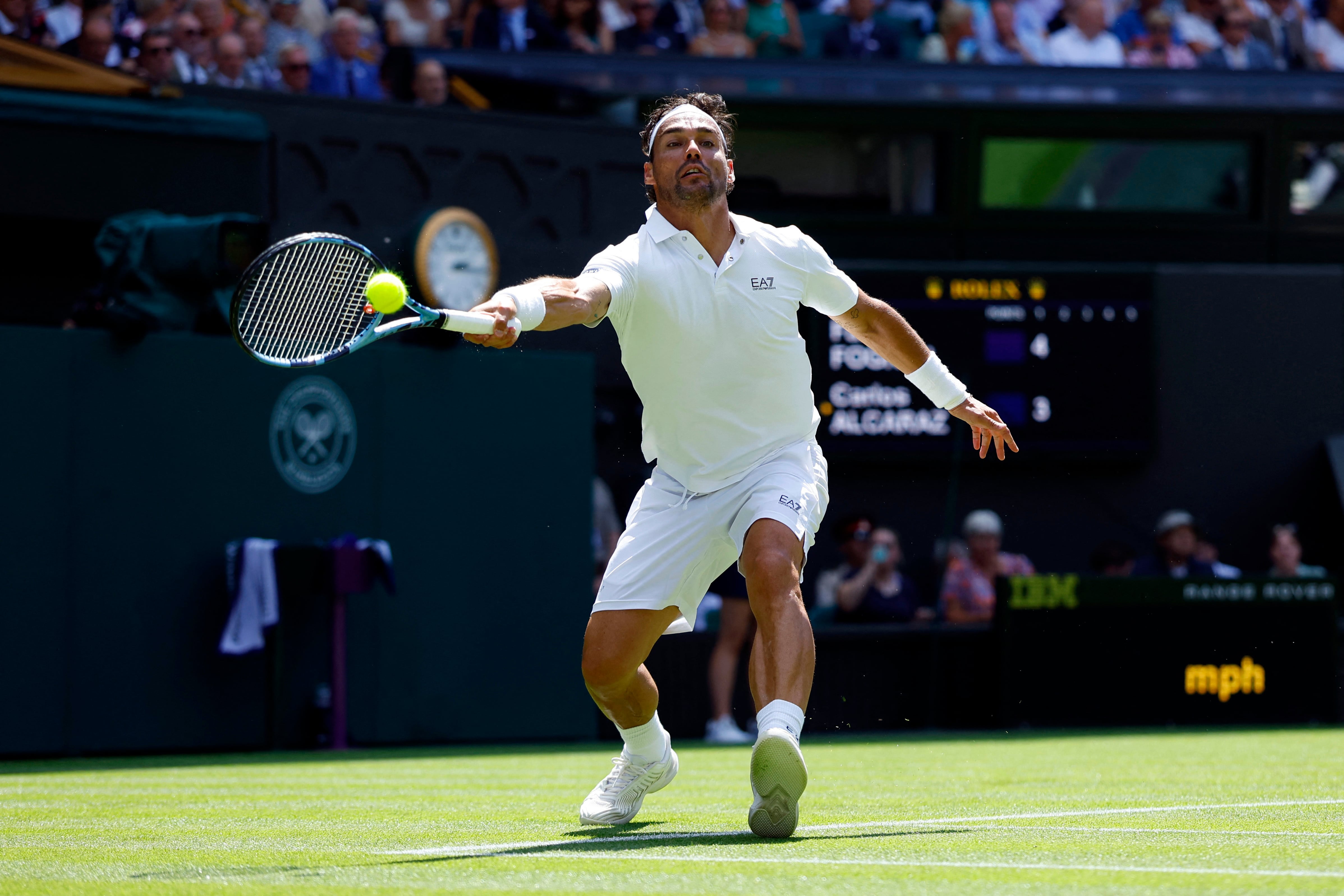 Fognini en su último partido frente a Alcaraz (REUTERS/Stephanie Lecocq)