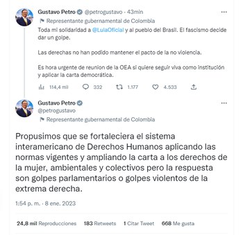 A través de Twitter, el