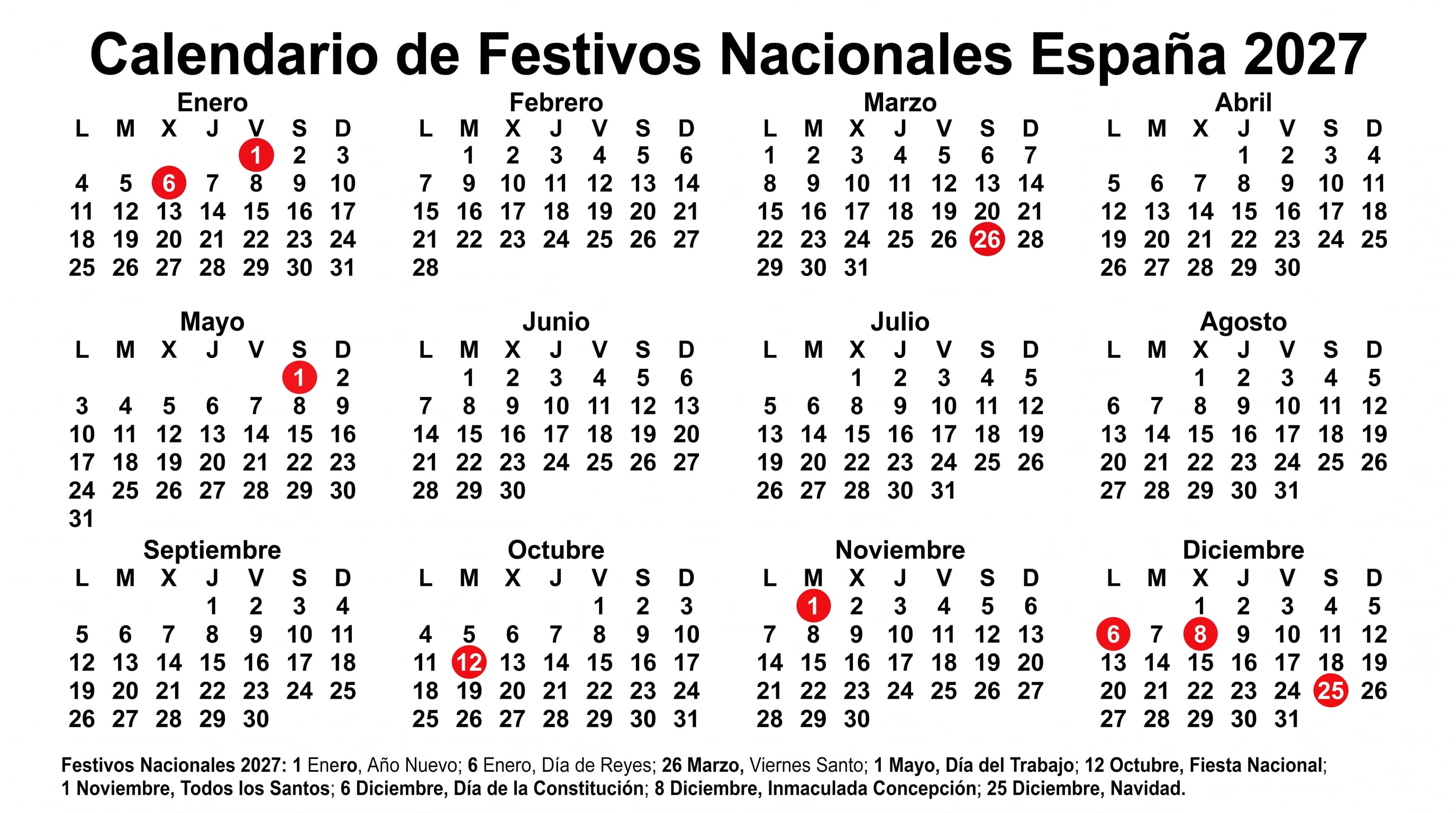 El bloque de festivos idéntico en las 17 comunidades (VisualesIA Scribnews)