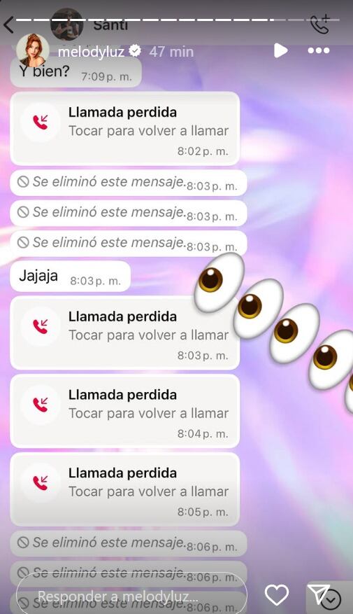 Santiago le dejó cuatro llamadas perdidas y siete mensajes borrados