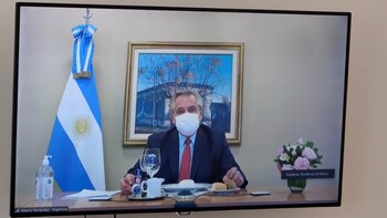 Alberto Fernández durante el almuerzo