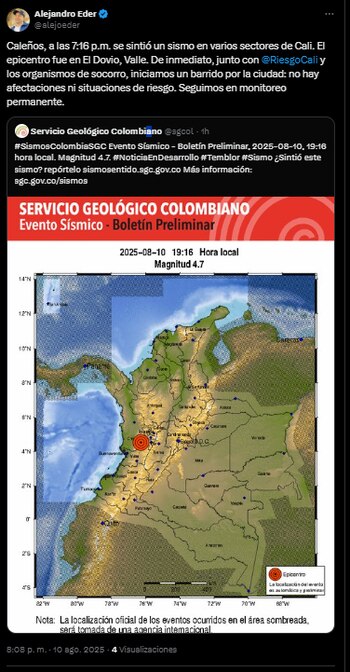 El alcalde de Cali informó
