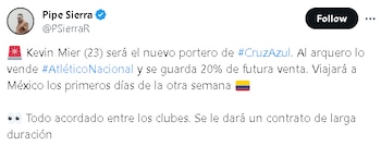 Kevin Mier llegaría al Cruz