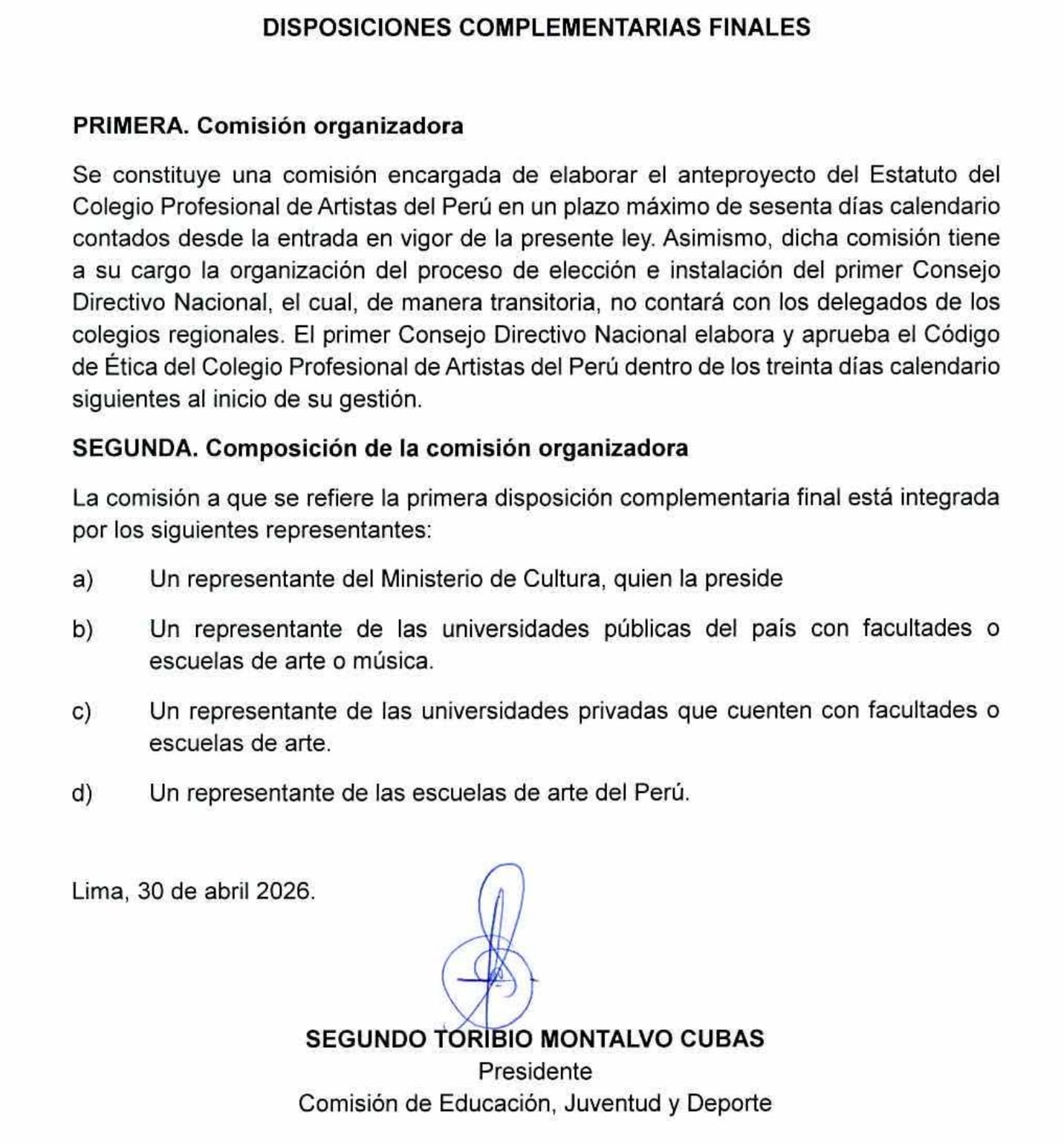 Primer texto sustitutorio que no incluía la reforma dirigida contra Delia Espinoza.