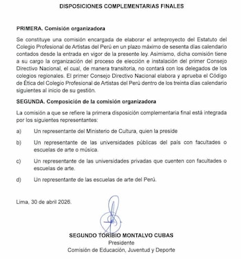 Primer texto sustitutorio que no incluía la reforma dirigida contra Delia Espinoza.
