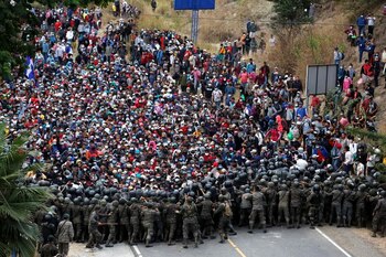 Hondureños que participan en una