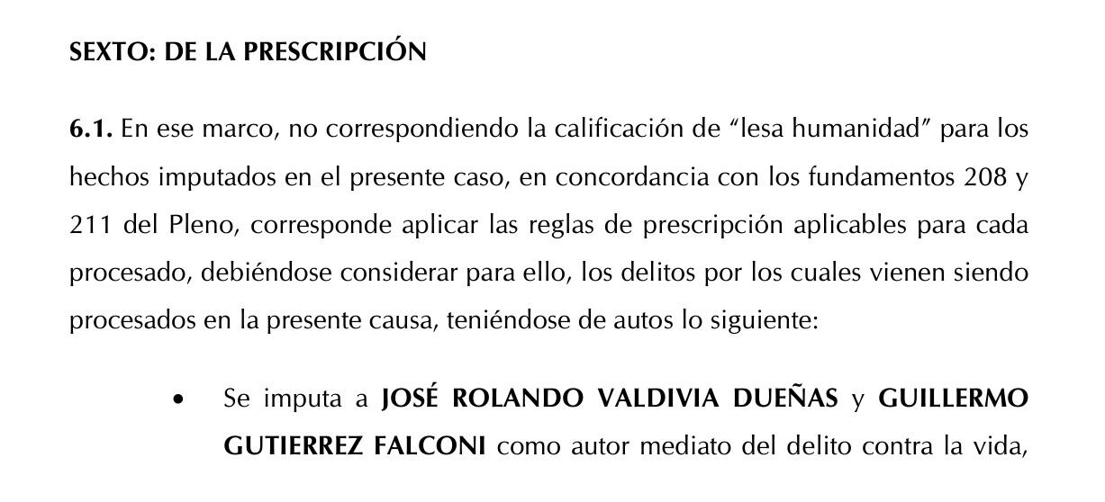 PJ aplica la ley que prescribe delitos de lesa humanidad