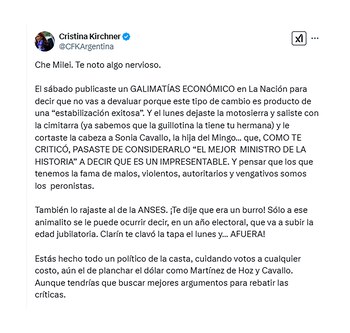 El último mensaje de CFK