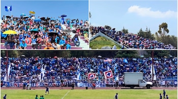 Cientos de aficionados de Cruz Azul llegaron desde temprano a Tecámac con camisetas y banderas para acompañar la jornada en el complejo deportivo. (Fotos: Néstor Hernández/Infobae México)