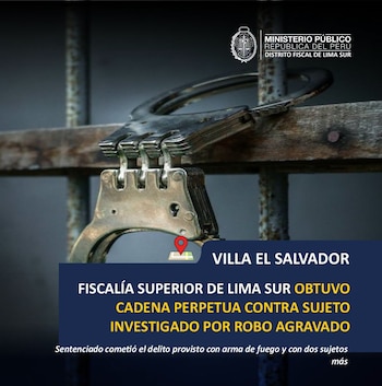 Esposas sujetas a rejas de hierro tras un anuncio del Ministerio Público de Perú sobre una condena por robo en Villa El Salvador