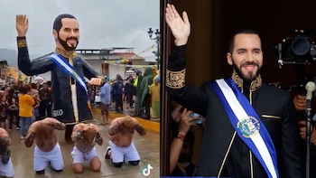 Nayib Bukele reacciona a muñeco