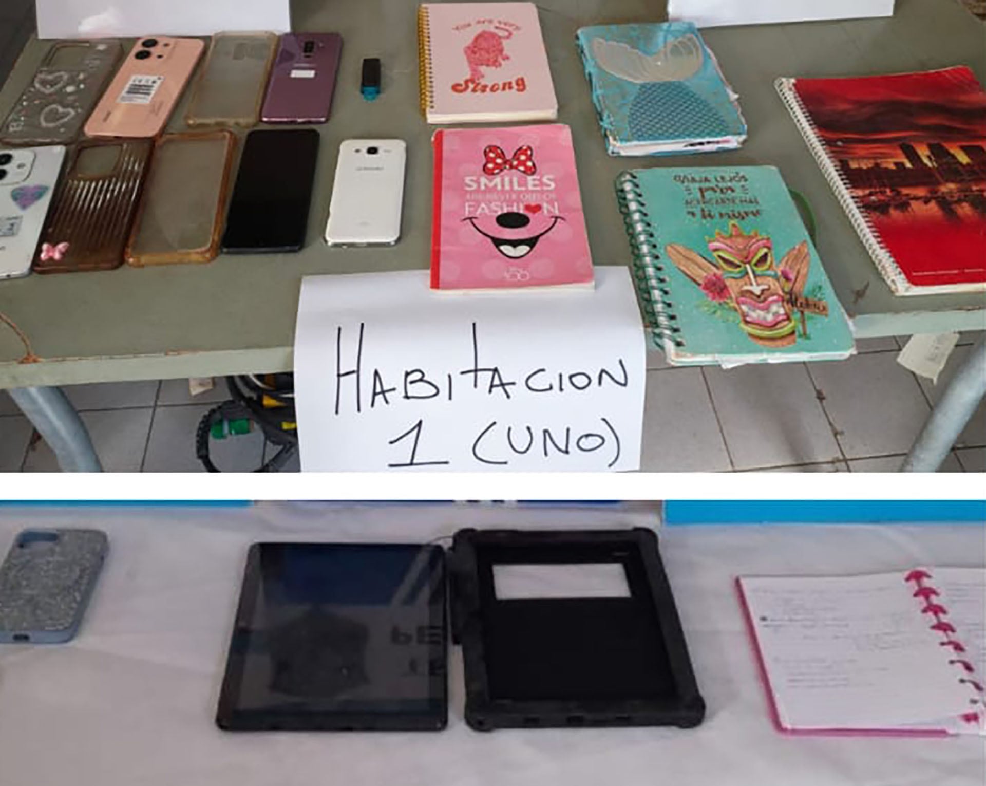 En uno de los allanamiento se secuestraron ocho teléfonos celulares, tablets, dispositivos de almacenamiento, cuadernos con anotaciones y documentación