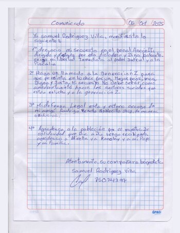 Samuel Rodríguez se comunica desde el penal Ancón II ante la solicitud de su libertad por parte de la Corte Superior de Justicia.