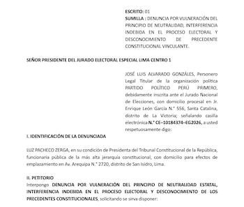 Denuncia de Perú Primero contra