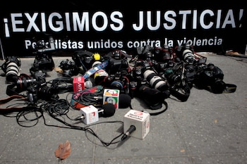 Una protesta contra las agresiones a la prensa en Venezuela (EFE/Esteban Biba/Archivo)