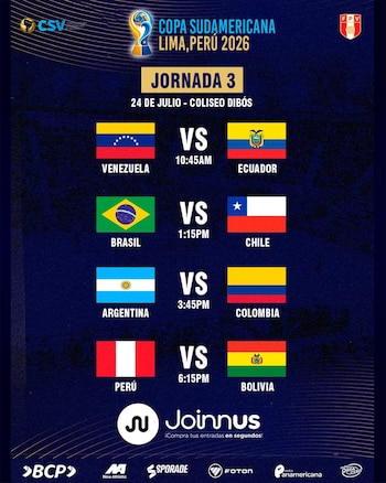 Así se jugará la fecha 3 de la Copa Sudamericana de Vóley 2026. (FPV)