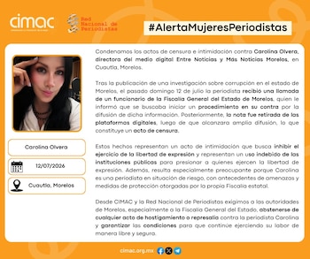 La organización exigió medidas de protección para la periodista morelense.