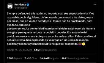 La publicación del puertorriqueño Residente.