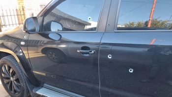 La camioneta baleada del Intendente