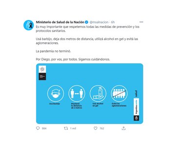 El tuit del Ministerio de