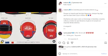 Montoya corrió en Mónaco con un casco diseñado por Maluma y un uniforme especial con el amarillo de la selección Colombia - crédito @maluma/Instagram