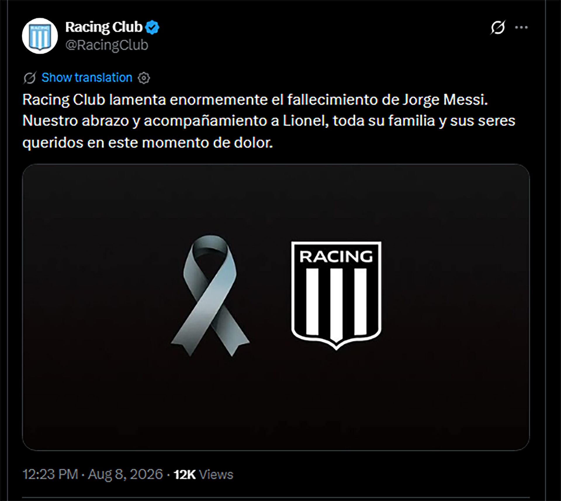 mensajes por fallecimiento de jorge messi