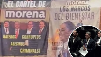 Ricardo Monreal se queja por lonas que exhiben a los hijos de AMLO y a la presidenta Claudia Sheinbaum.