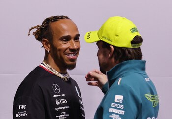 Hamilton y Alonso en Las Vegas (REUTERS/Mike Blake)