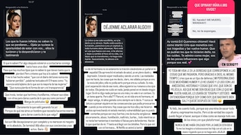 Capturas de pantalla de chats móviles con mensajes sobre infidelidades, relaciones, y menciones a Erika Mitdank y Ricardo Fort